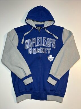 NHL Toronto Maple Leafs Hockey Full Zip Colorblock Varsity Hoodie Blue Grey